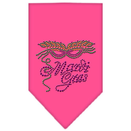 Mardi Gras Rhinestone Bandana Bright Pink Large